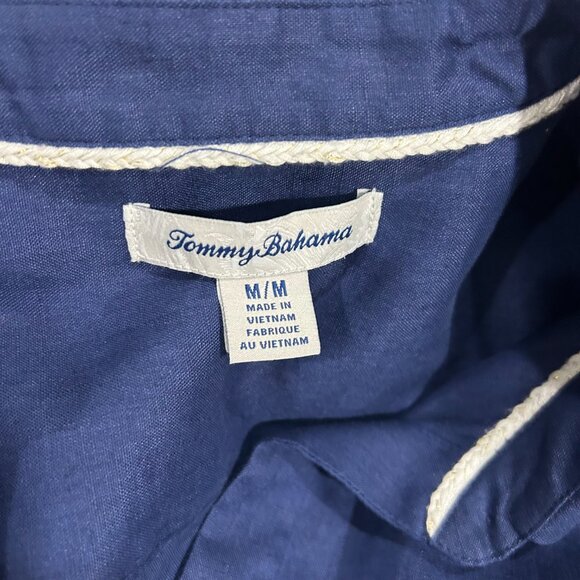 Tommy Bahama Navy Linen button down shirt, Med - Picture 5 of 10